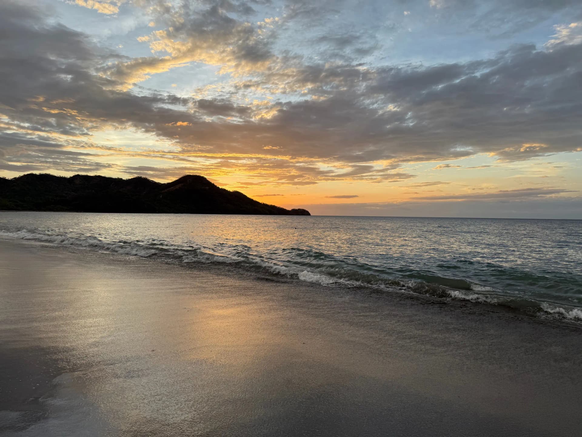Golden sunset over a Guanacaste beach, Costa Rica