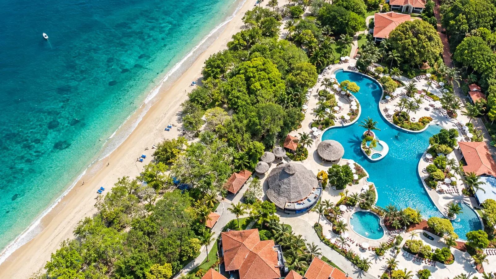 White shell sand of Playa Conchal in front of the Westin resort, Guanacaste